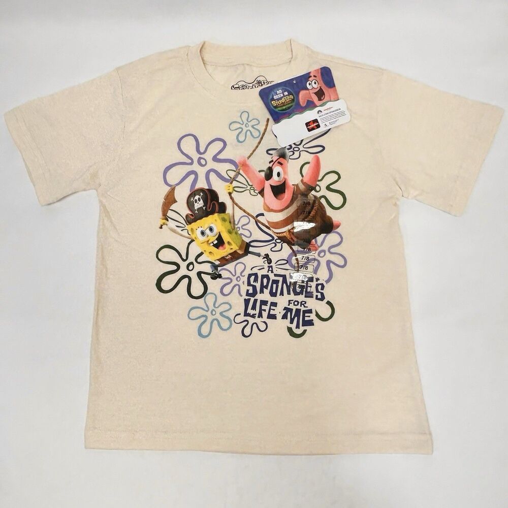 SpongeBob & Patrick Nickelodeon Kids Pirate Graphic Short Sleeve Shirt 7/8 NEW